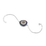 Silver Evil Eye Bracelet with Multi-Colored Stones