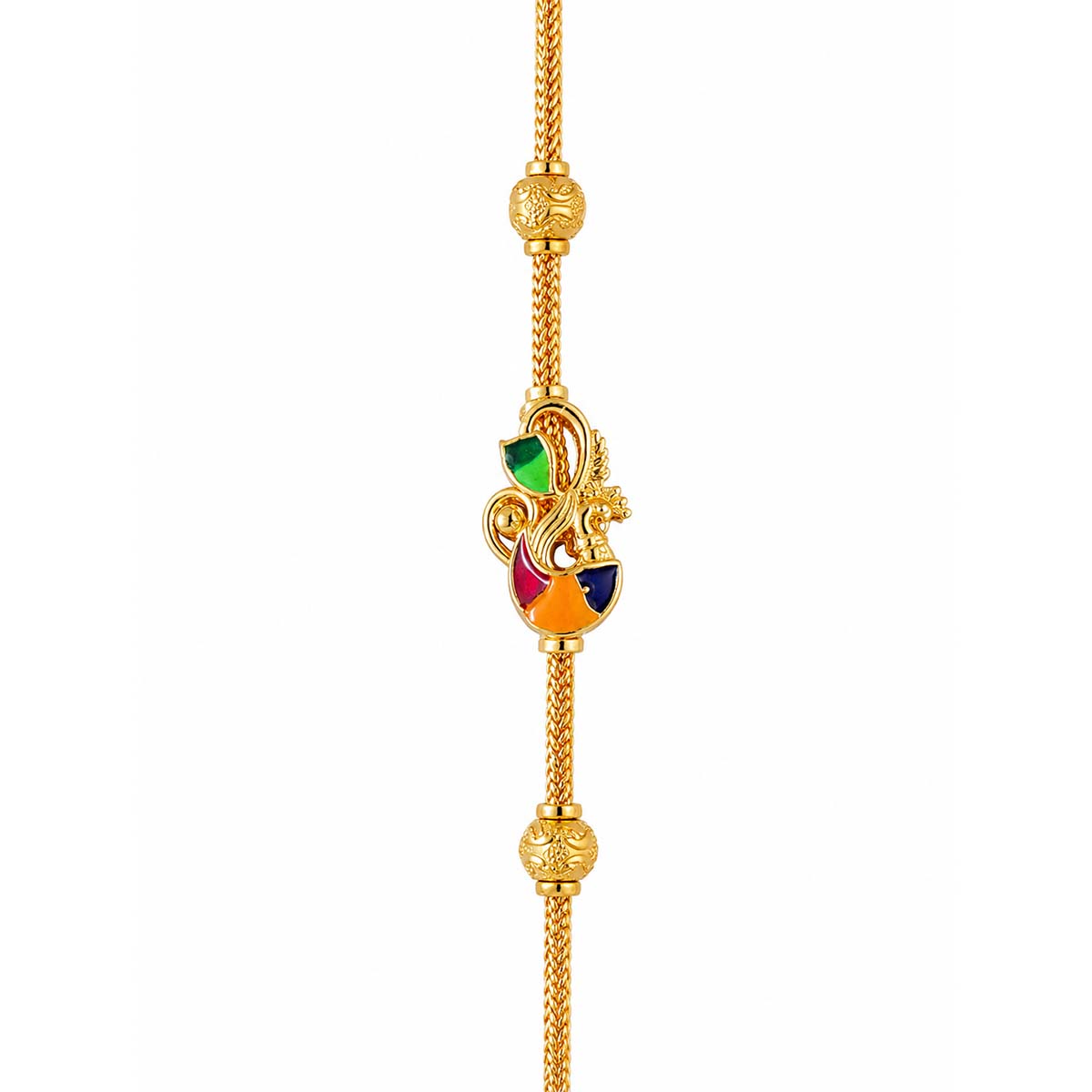 SSS-EPMC-NS-020-2 Silver Gold Plated Enamel Peacock Mogappu Chain