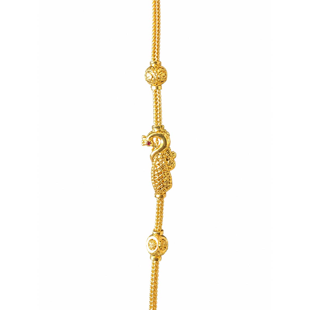 Silver Peacock Mogappu Chain Gold Plated