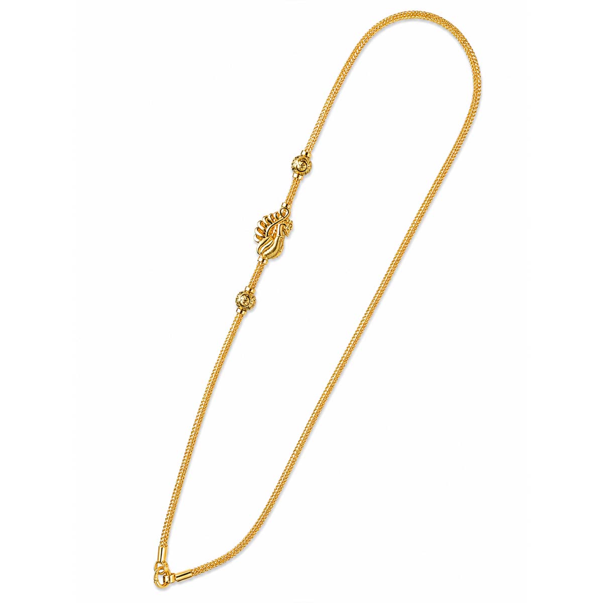 Silver Peacock Mogappu Chain Gold Plated