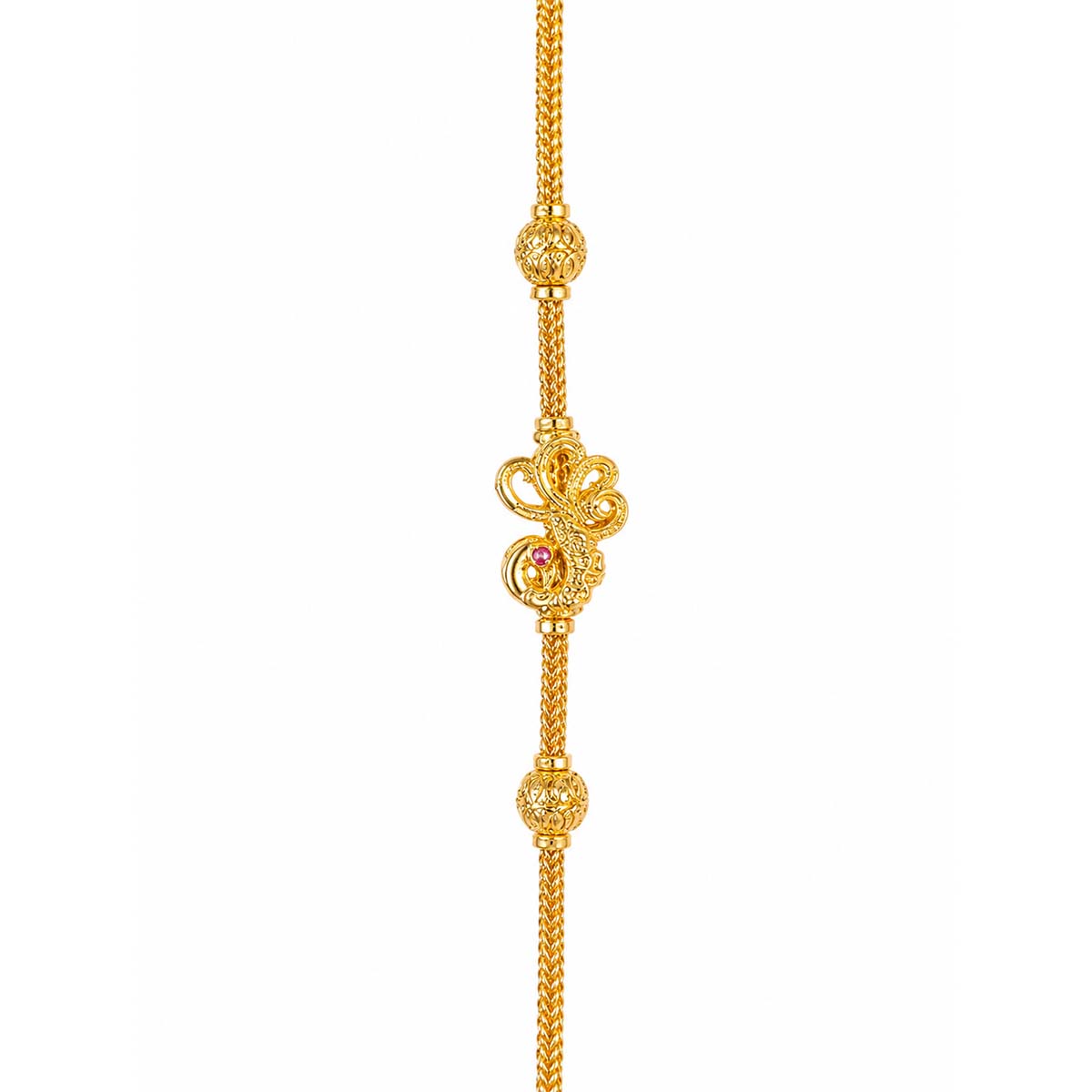 SSS-PMC-GP-040-1 Silver Peacock Mogappu Chain