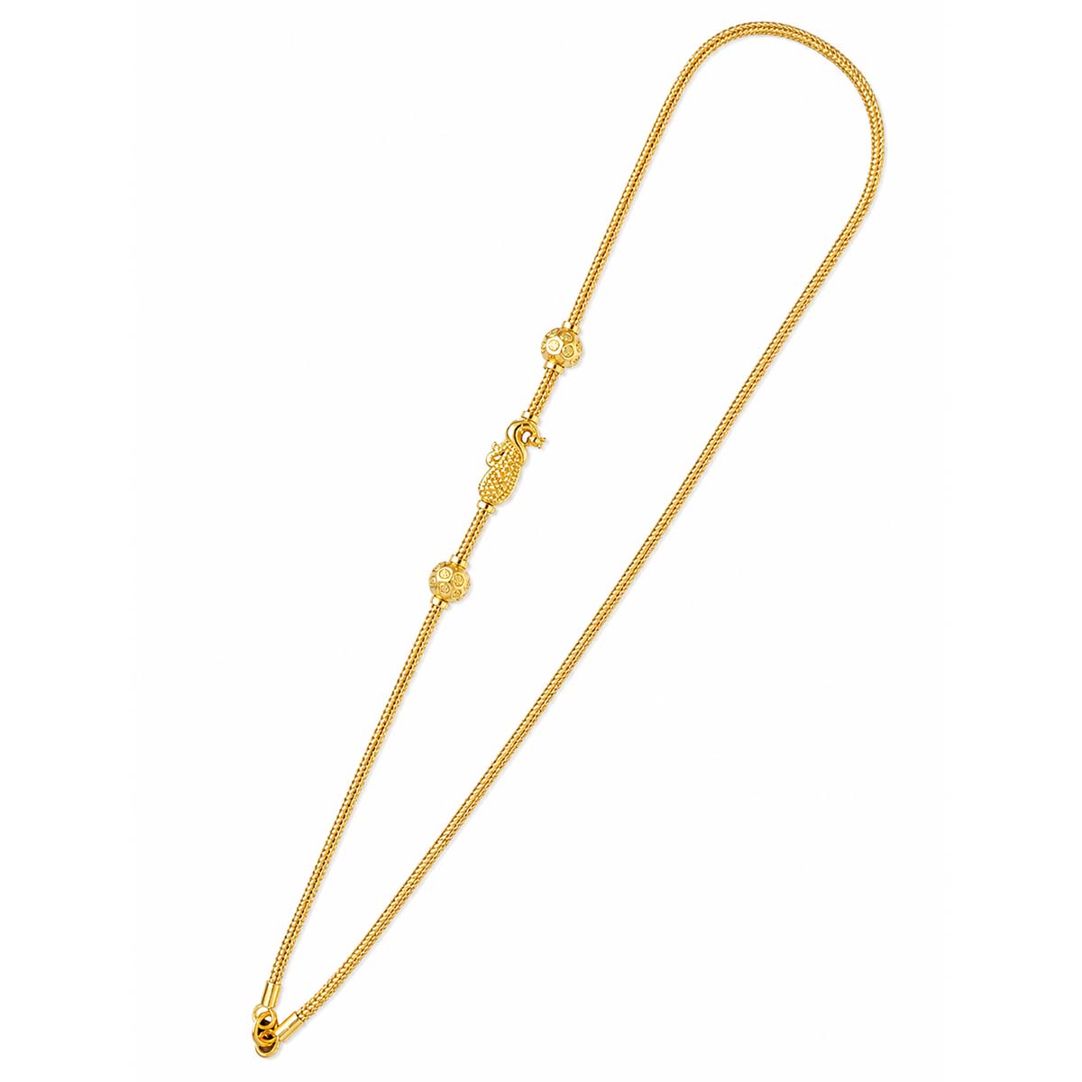 SSS-PMC-NS-011-1 Silver Gold Plated Peacock Mogappu Chain