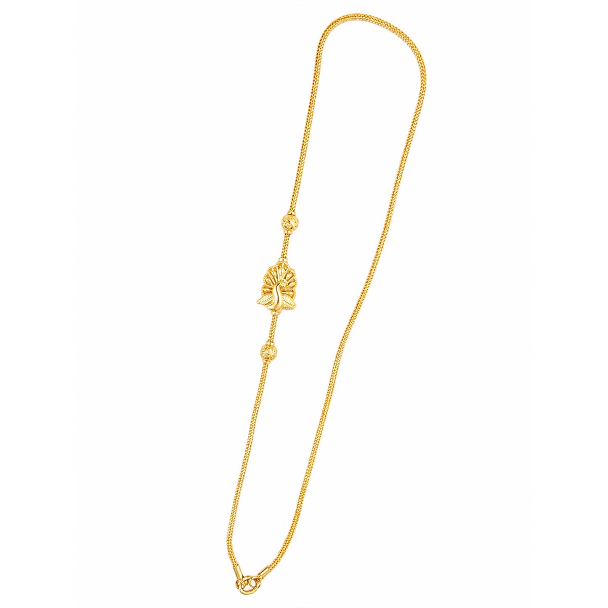 SSS-PMC-NS-016-1 Silver Gold Plated Peacock Mogappu Chain