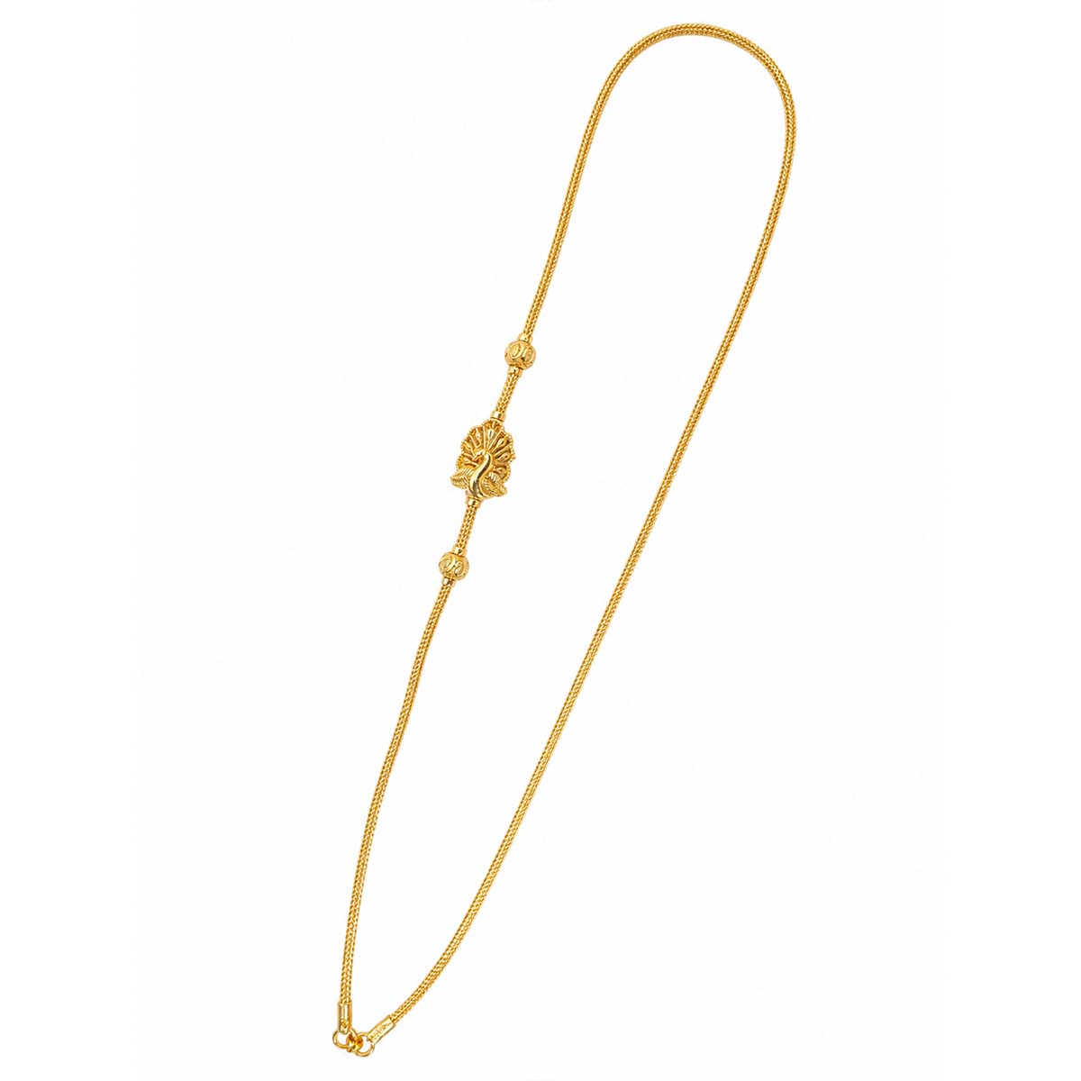 Silver Gold Plated Traditional Peacock Mogappu Chain