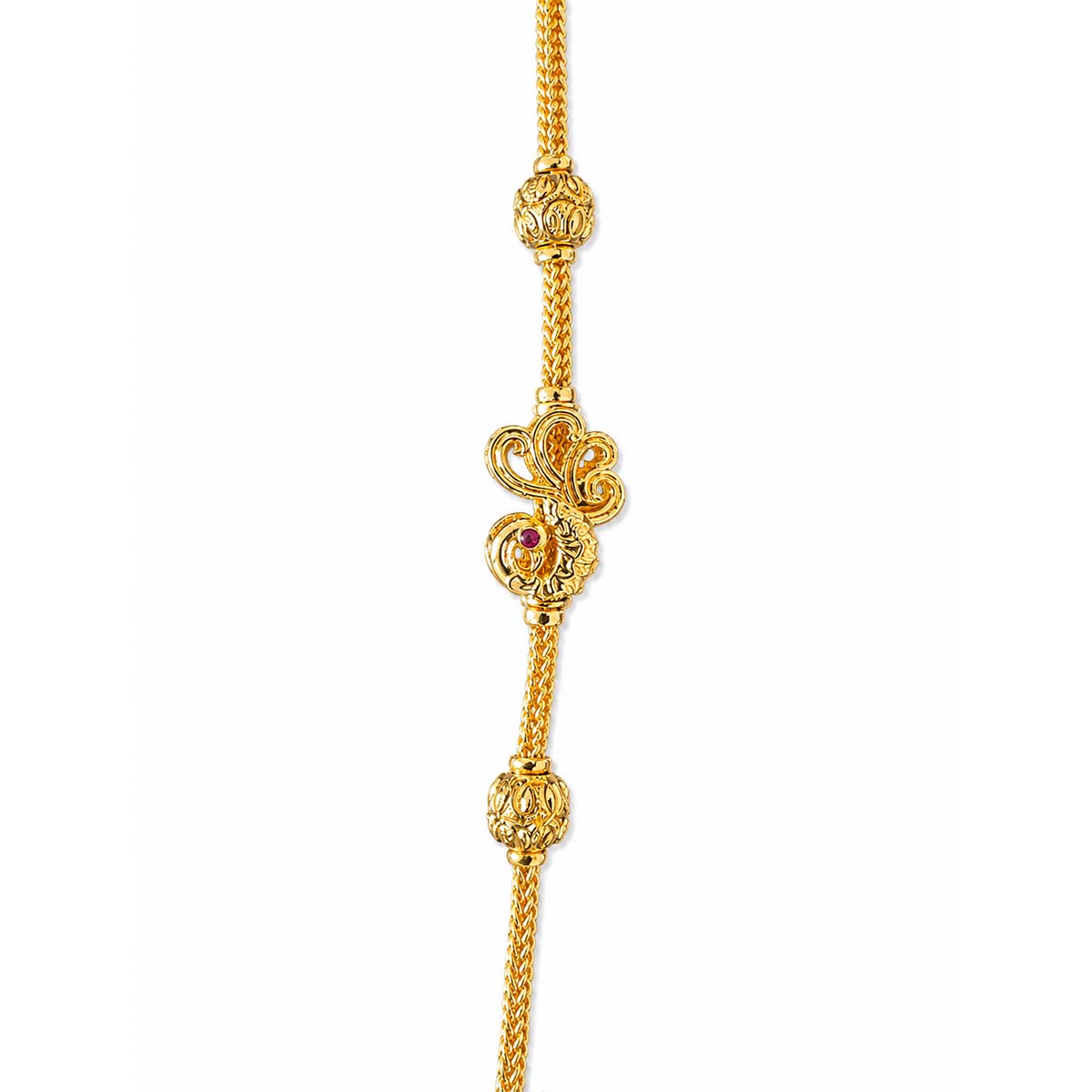 SSS-PMC-NS-025-1 Silver Peacock Mogappu Chain