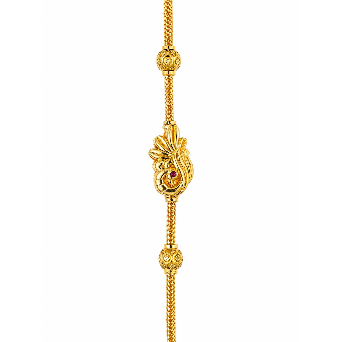 SSS-PMC-NS-028-1 Silver Peacock Mogappu Chain