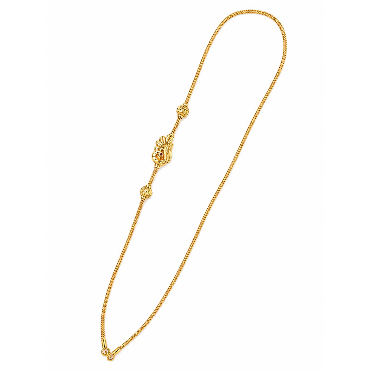 SSS-PMC-NS-028-2 Silver Peacock Mogappu Chain