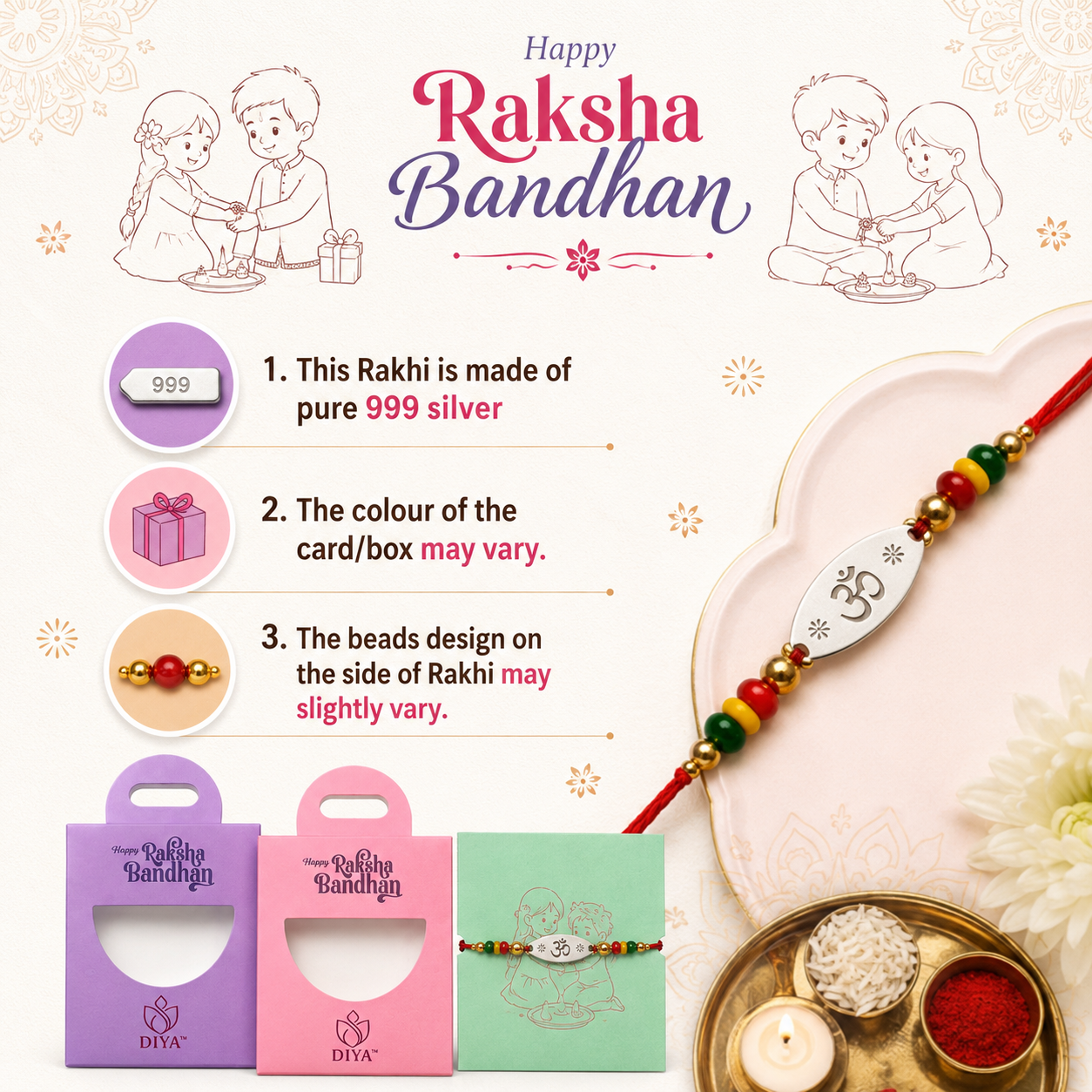 925 Silver Shri Krishna Rakhi